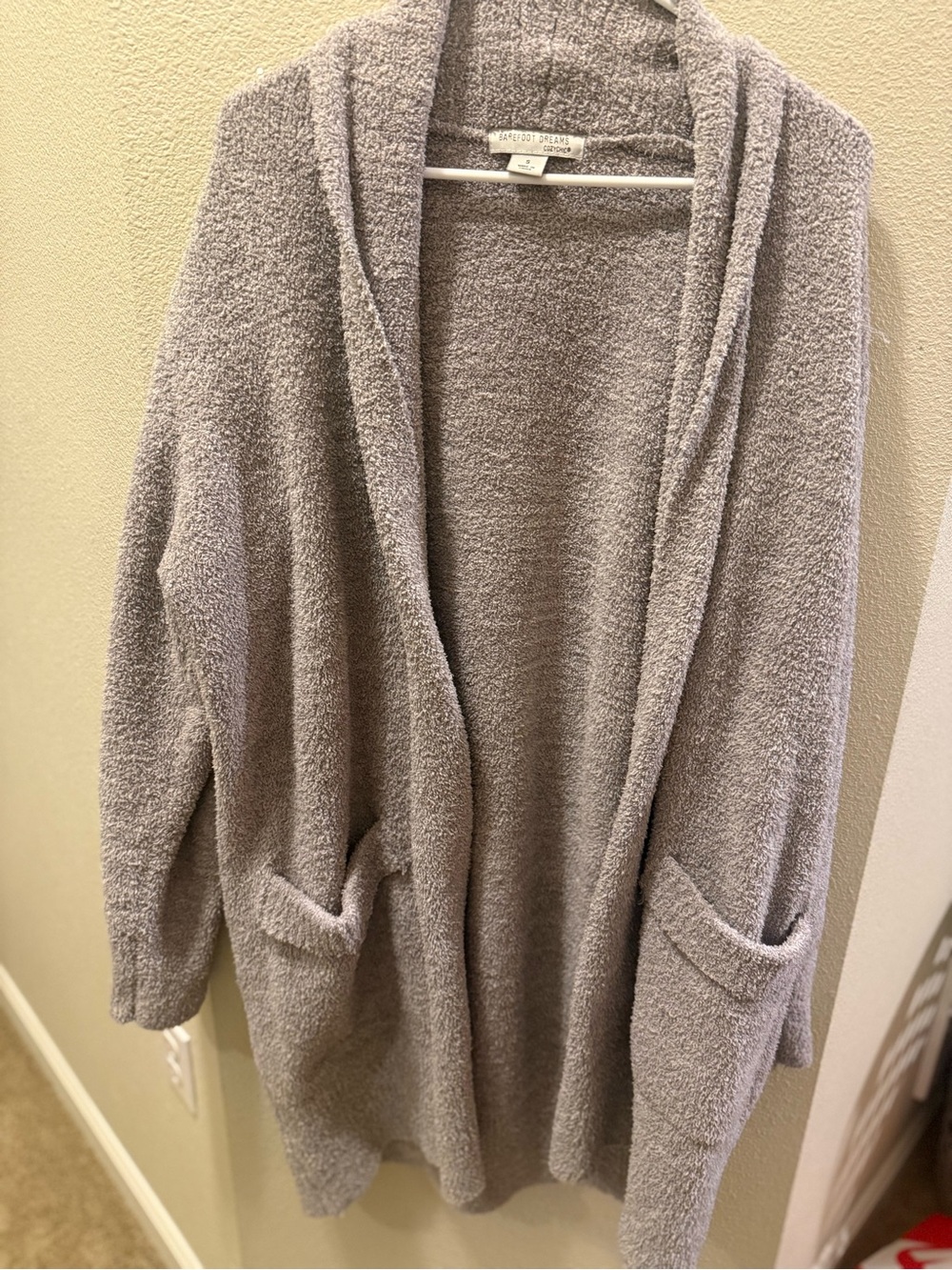 Barefoot Dreams Plush Open-Front Shawl Cardigan - Gray
